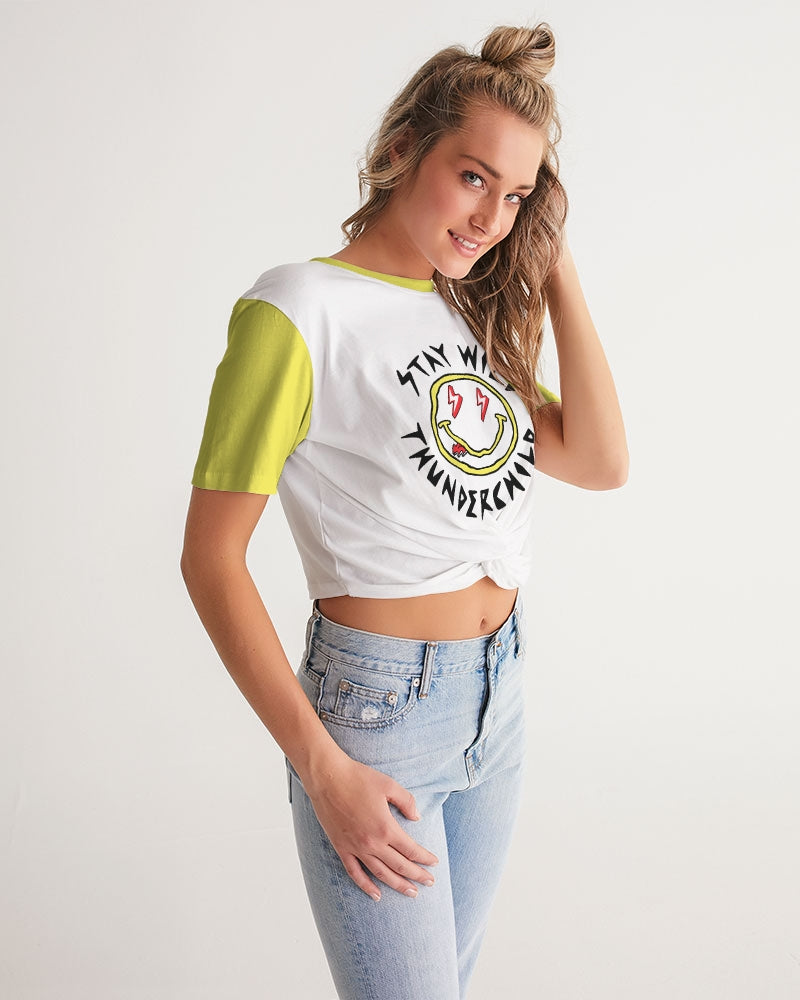 THUNDERCHILD - Women's Twist-Front Cropped Tee