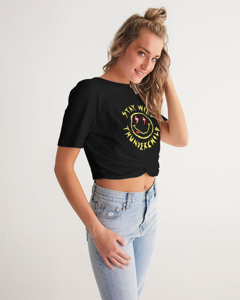 THUNDERCHILD - Women's Twist-Front Cropped Tee