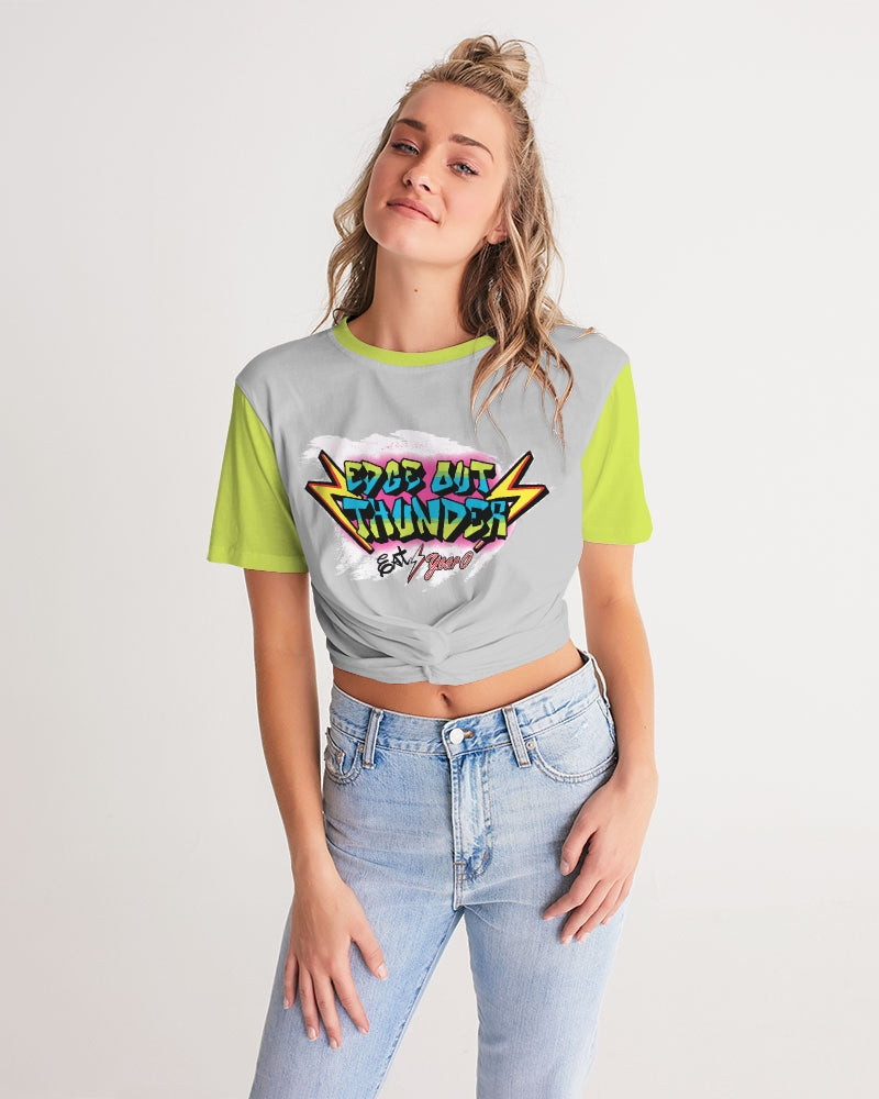 FRESH THUNDER - Women's Twist-Front Cropped Tee