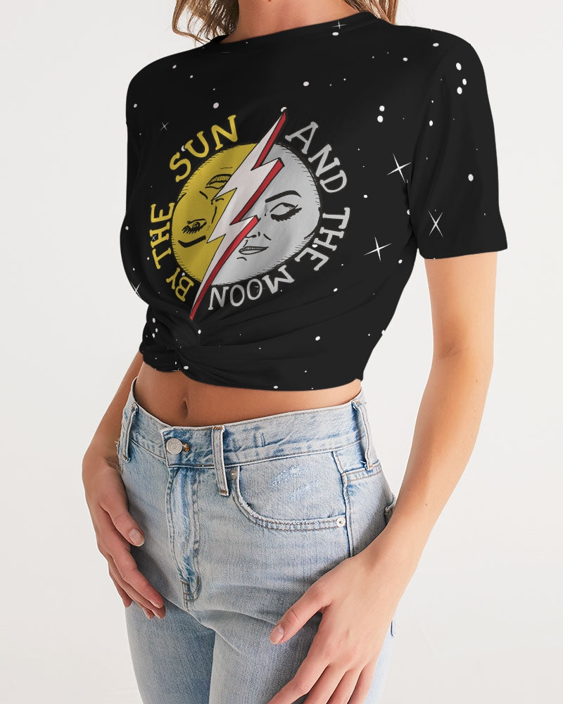 COSMIC THUNDER - Women's Twist-Front Cropped Tee