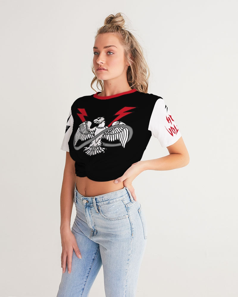 THUNDERBIRD - Women's Twist-Front Cropped Tee