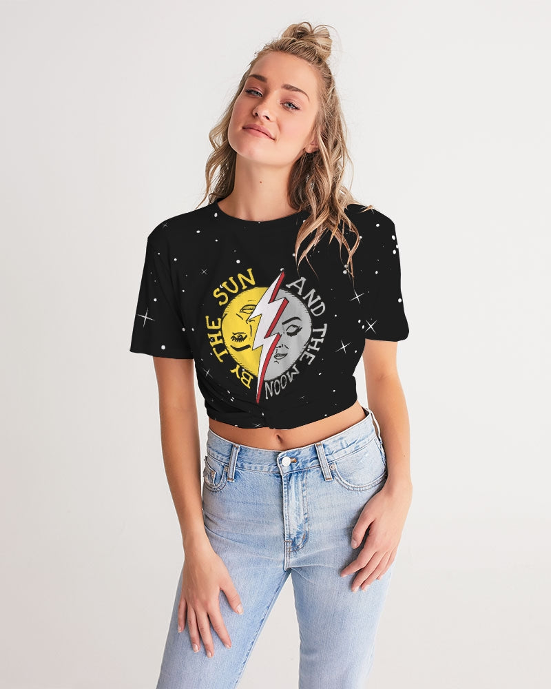 COSMIC THUNDER - Women's Twist-Front Cropped Tee