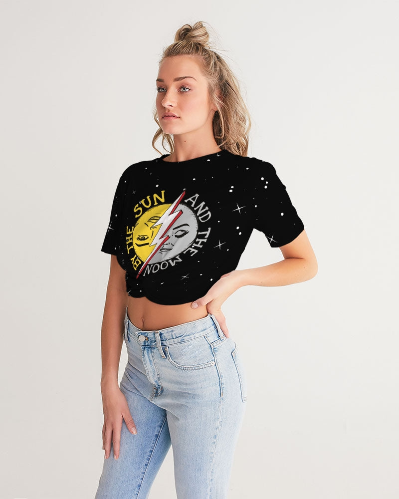 COSMIC THUNDER - Women's Twist-Front Cropped Tee