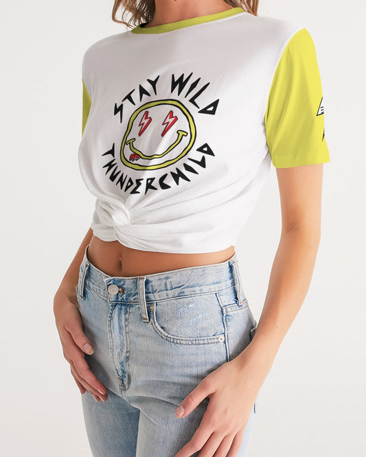 THUNDERCHILD - Women's Twist-Front Cropped Tee