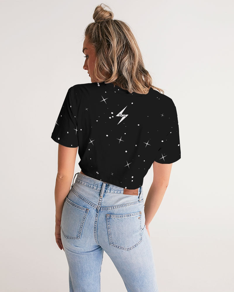 COSMIC THUNDER - Women's Twist-Front Cropped Tee