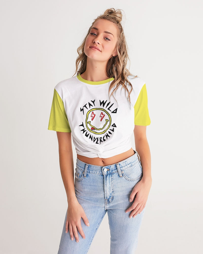 THUNDERCHILD - Women's Twist-Front Cropped Tee